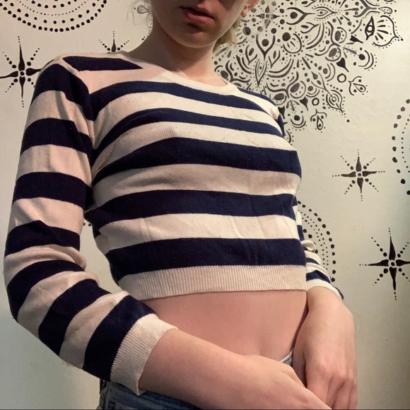 Cropped Striped Sweater - Picture 1 of 3